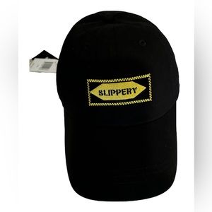 🧢 NWT! YRN Black Embroidered Patch Slippery Hat